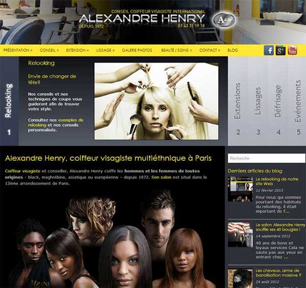 Refonte du site du salon de coiffure Alexandre Henry