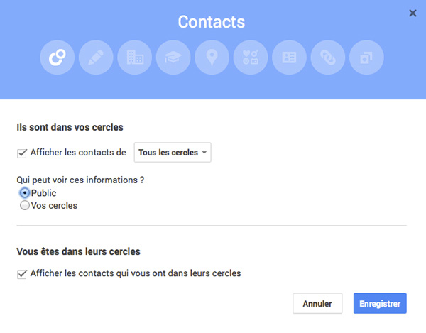 info sur vos cercles dans Google Plus