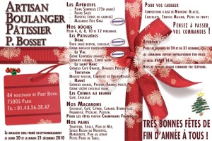 Flyer de Noël Boulangerie 2010-2011
